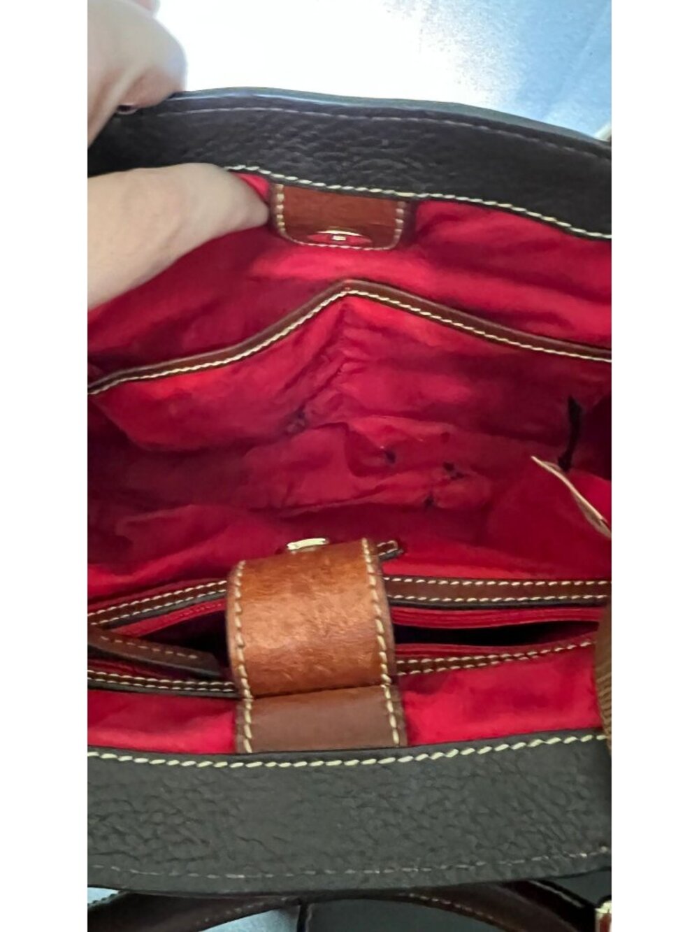 DAMAGED! Dooney & Bourke Brown Pebble Grain Leather Small Satchel Bag - Picture 13 of 14